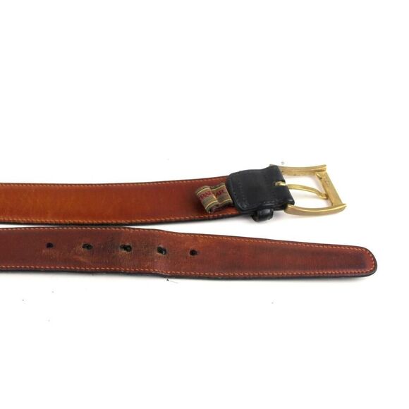 Trafalgar BLACK GENUINE LEATHER 1 1/8"Wd STITCH CASUAL DRESS BELT Size 42 (A43 - Picture 13 of 13